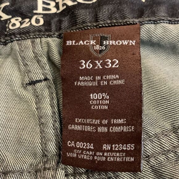 Black Brown 1826 Black Wash Whiskered Classic Fit Straight Leg Jeans Size 36X32 - Picture 11 of 16